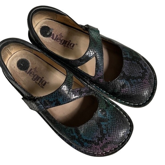 Alegria Dayna Special Serpent multi color snakeskin mary jane shoes size 6 - Picture 1 of 8
